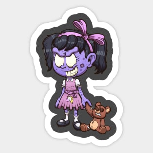 Zombie Girl With Teddy Bear Sticker